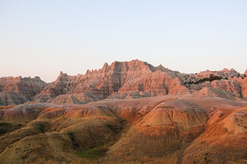 Dawn Over the Yellow Mounds of the Badlands South Dakota