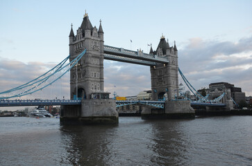 London, England, United Kingdom - October 2024: Tower Bridge is a bascule, suspension bridge built...