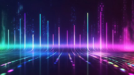 Fototapeta premium Neon Cityscape: A Digital Landscape