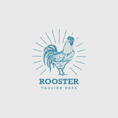 Obraz premium Retro rooster chicken farm logo illustration