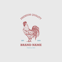 retro chicken farm logo vector illustration design, rooster  vintage logo design