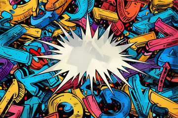 Obraz premium A vibrant explosion of colorful letters and symbols on a dynamic background, perfect for creative projects and designs.