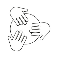 Fototapeta premium Hands icon. Circle shape. Unity symbol. Teamwork concept.