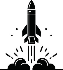 Fototapeta premium Military Missile silhouette vector on white background.