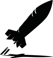 Military Missile silhouette vector on white background.