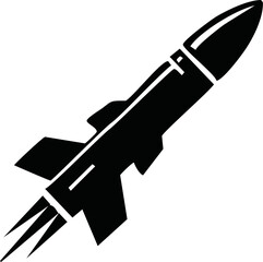 Military Missile silhouette vector on white background.