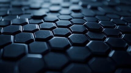 Naklejka premium Close-up of a textured hexagonal pattern in dark tones