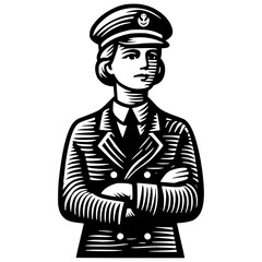 Woodcut illustration of a sailor