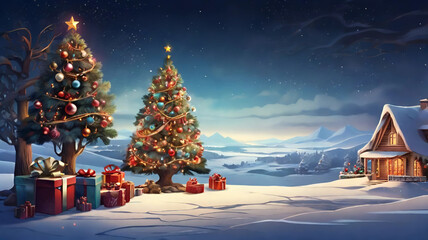 Fototapeta premium christmas tree in the snow