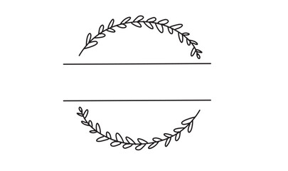 Obraz premium Leaf plant flower drawing pattern empty mock up blank design frame tree foliage branch floral art border card wedding love romantic engagement element jungle organic happy valentine day modern design 