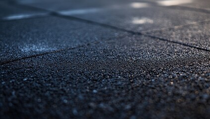 Dewdrops on Dark Pavement: A Macro Shot