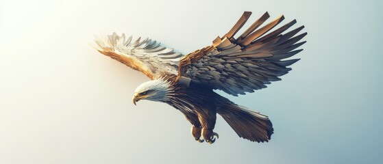 Obraz premium A majestic eagle soars gracefully through the sky, showcasing its powerful wings and keen gaze, embodying freedom and strength.