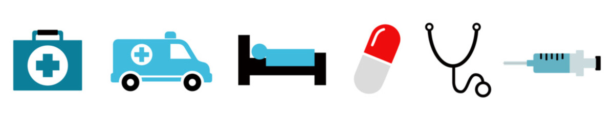 Obraz premium Hospital tools and equipments in Colourful styles, Health care requirements 