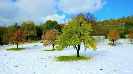 big tree among the snow
