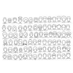 Fototapeta premium set of people head without face illustration vector hand drawn isolated on white background