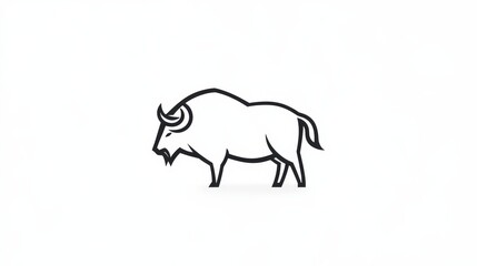 Fototapeta premium Minimalist Black and White Illustration of a Bison Symbolizing Strength and Resilience with Clean Lines and Simple Form on Neutral Background
