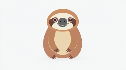 Naklejka premium Cute and Happy Cartoon Sloth Character with Big Eyes and Simple Design for Children's Products, Illustrations, and Nature-Themed Projects