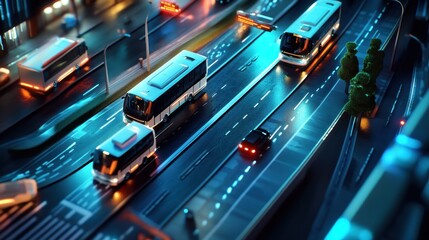Fototapeta premium Night Cityscape with Traffic