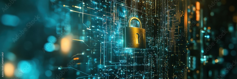 Aufkleber A vibrant digital backdrop features an intricate array of padlocks and keys, symbolizing security and access in a tech-driven environment. Generative AI