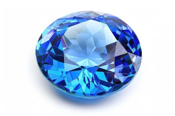 Fototapeta premium Sparkling blue gem jewel isolated on white high-quality mockup elegant display