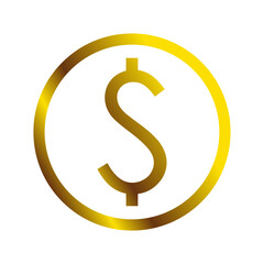 Obraz premium line circle icon symbol dollar gold flat vector