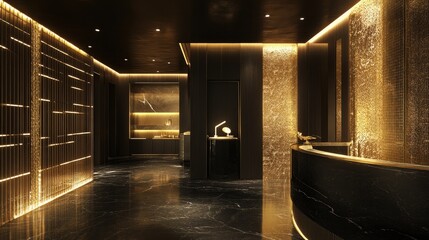 Luxurious Spa Reception Area with Golden Accents