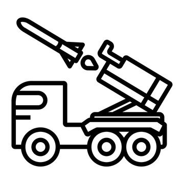 black line art missile launcher truck clip art preview