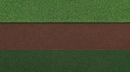 Lush Green Grass and Brown Dirt Infield Aerial View Background for Gardening and Agriculture