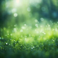 Obraz premium Dreamy green bokeh with delicate wildflowers