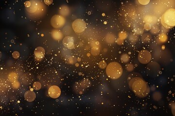 Obraz premium Golden bokeh lights on a dark background.