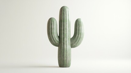 Showcase a striking real picture of a cactus against a clean white background, emphasizing its unique shape and textures while creating a modern, minimalist aesthetic. 