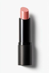 Obraz premium A minimalist image of a nude lipstick in a sleek black tube, perfect for beauty and cosmetic product advertisements, online stores, and makeup tutorials, It conveys elegance and simplicity,
