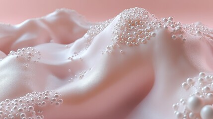 Fototapeta premium Abstract Pink Landscape with Soft Curves and Glossy White Bubbles Creating a Dreamy and Ethereal Atmosphere for Creative Projects and Visual Concepts