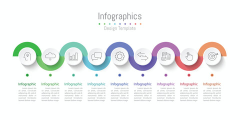 Infographic 9 options design elements for your business data. Vector Illustration.
