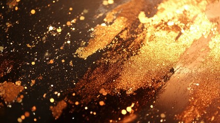 Stunning Abstract Background of Shimmering Gold Particles on a Dark Surface, Perfect for Artistic and Elegant Designs in Digital and Print Media