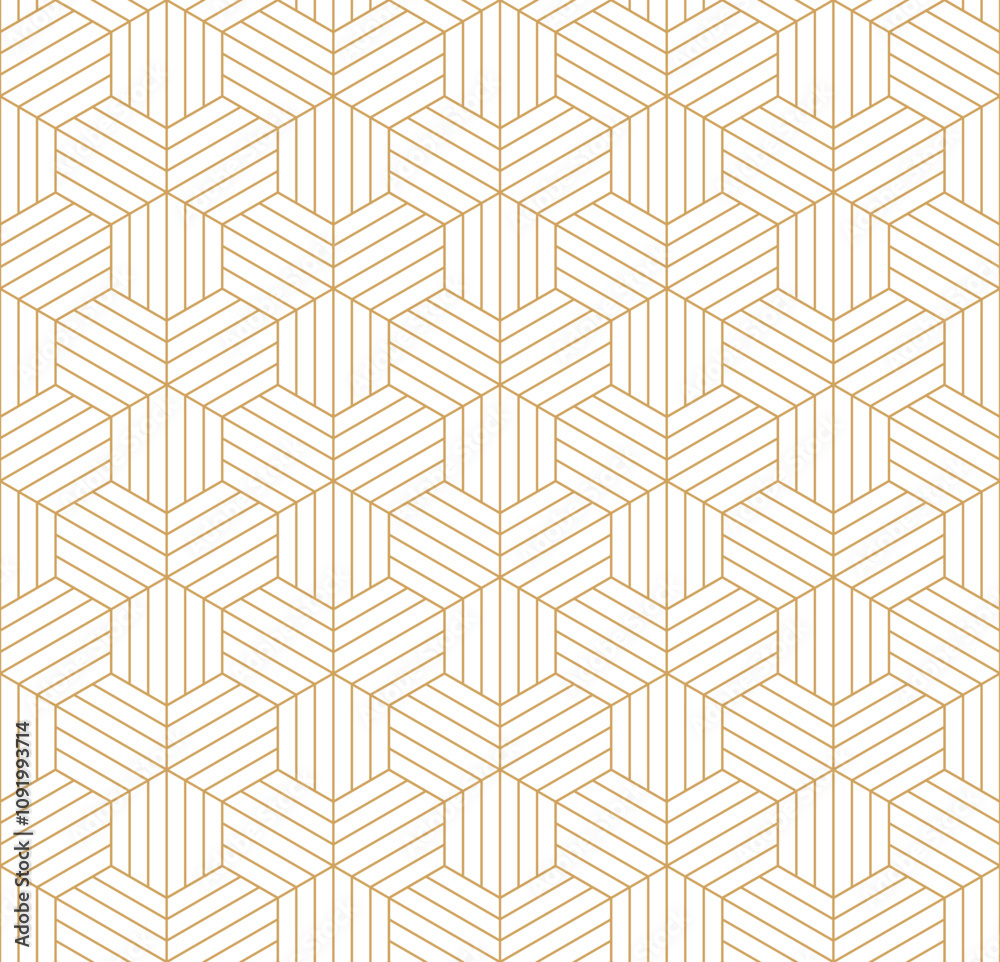 Wall mural seamless geometric pattern with hexagon grid line, modern contemporary triangle repeats background v