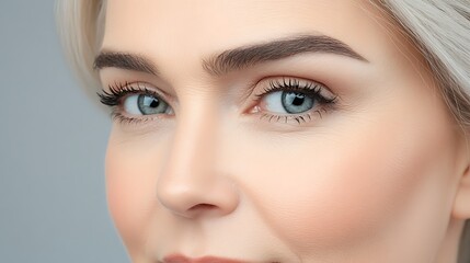 Fototapeta premium Expressive close-up portrait of a woman studio photography soft lighting beauty concept