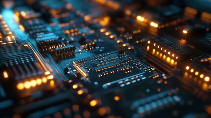 Obraz premium Circuit Board with Glowing Lights