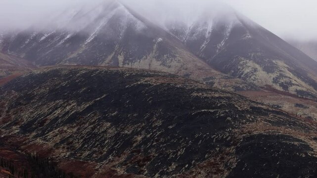 Wilderness Landscape Of Ogilvie Mountains In Yukon, Canada - Aerial Drone Shot