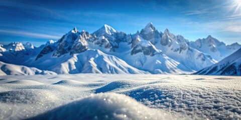 Fototapeta premium winter landscape with snow capped mountains Extreme Close-Up