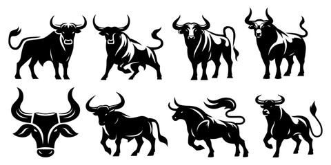 Bull illustration. Minimal design. Fit for logo, symbol, brand, mark, merch. Vector Eps 10.