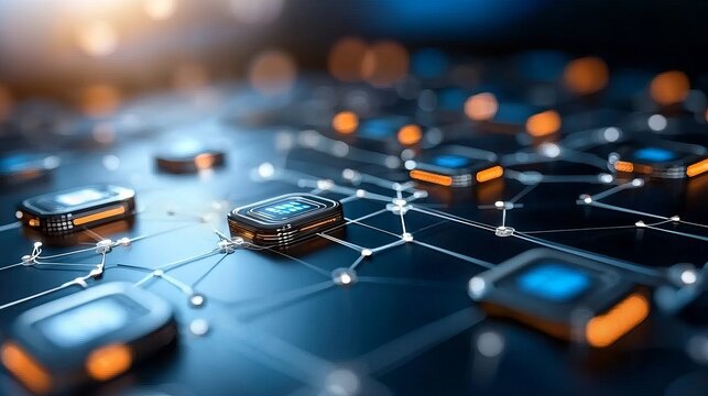 Exploring the digital cosmos blockchain technology virtual network data visualization futuristic environment close-up perspective innovative concepts for digital transformation