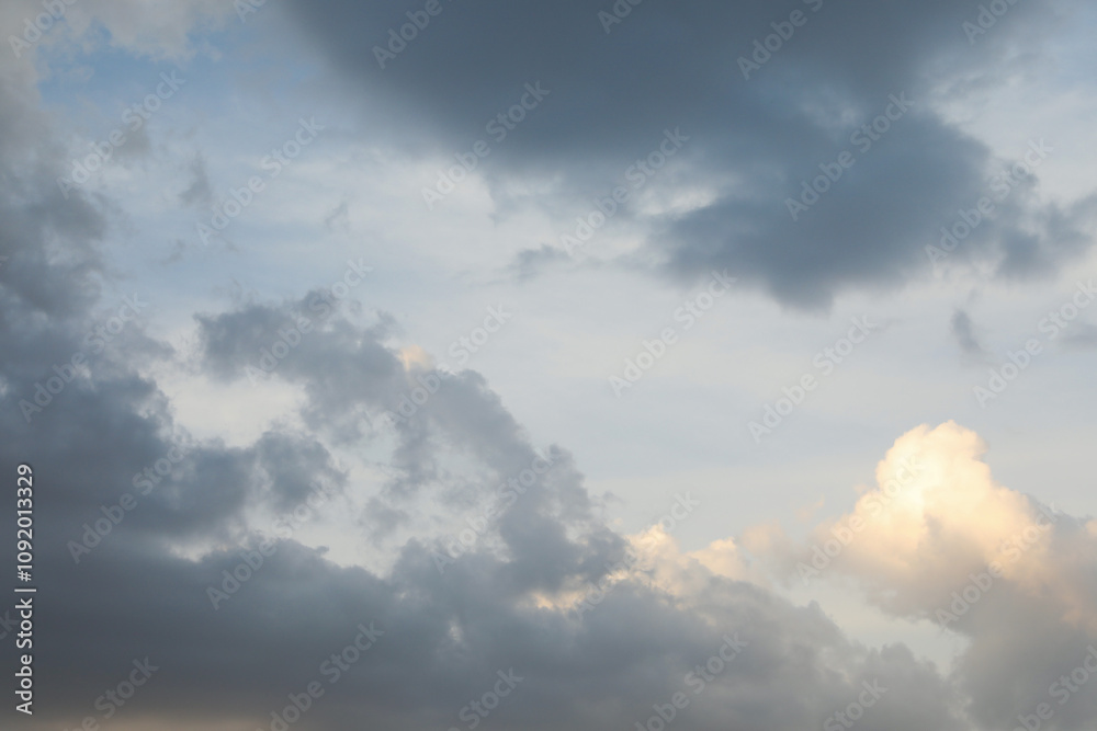 Wall mural beautiful view of sky with fluffy clouds