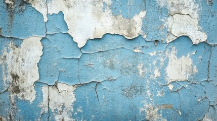 Obraz premium Cracked and Peeling Blue Wall Texture with Weathered Surface in a Rustic Aesthetic Showing Signs of Age and Wear, Perfect for Background Use