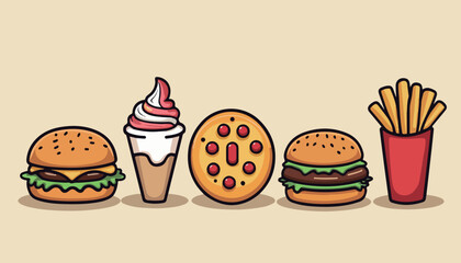 Cartoon Fast Food Favorites