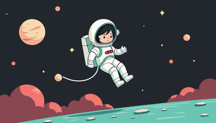 Astronaut Floating in Space © Boy