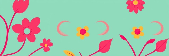 Fototapeta premium A stylized flower motif with bold lines and bright colors used as a unique accent for any room, abstract, nature, pattern