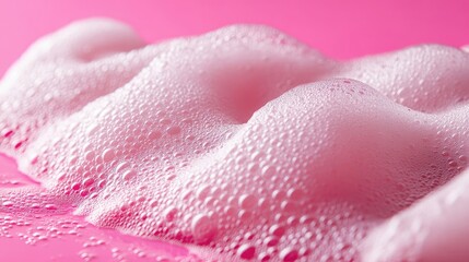 Fototapeta premium Close-Up of Soft Pink Foam Bubbles on Smooth Surface Creating a Playful and Whimsical Atmosphere Ideal for Spa, Beauty, and Cleanliness Themes