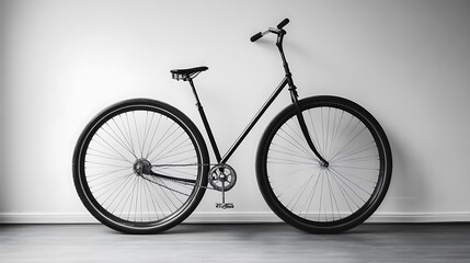 Fototapeta premium Classic Black Bicycle Against A White Wall