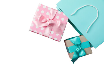 PNG, Christmas gift boxes with Christmas toys isolated on white background.